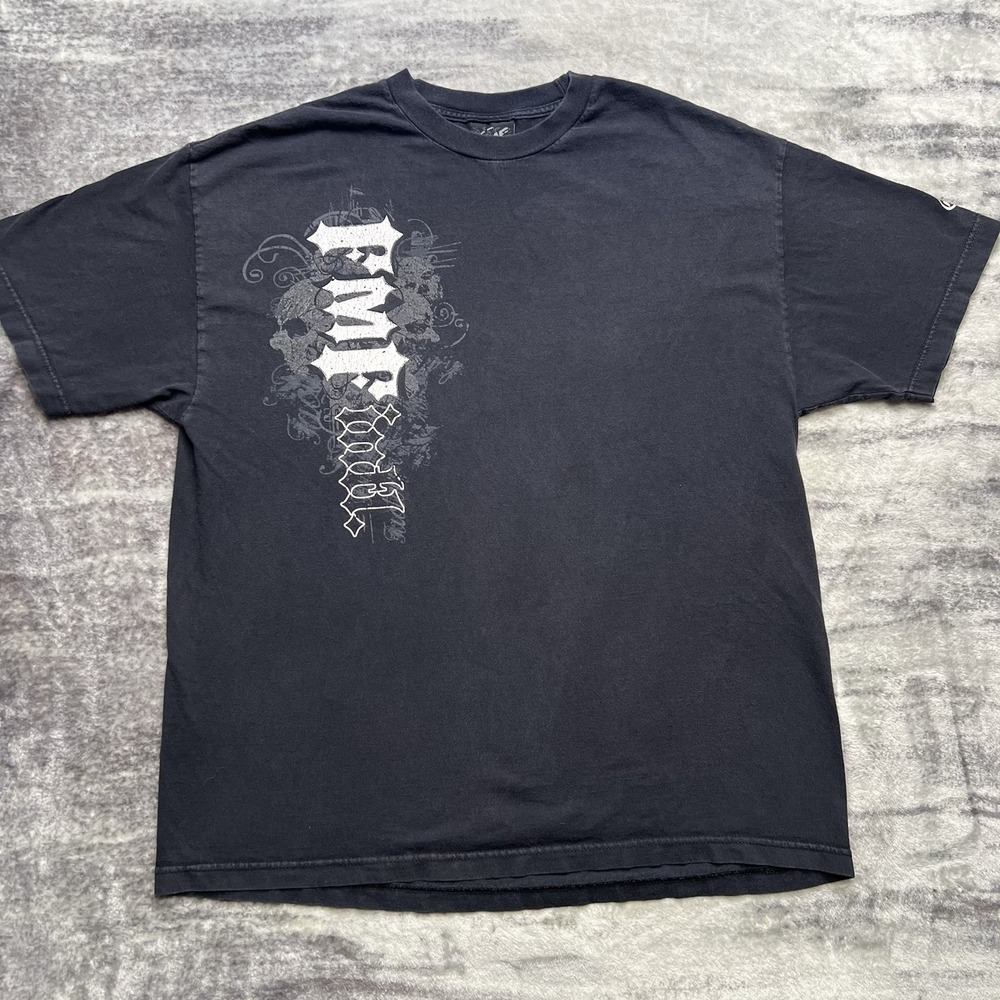 Vintage Y2K FMF Apparel Men Shirt XL Black Grunge Skull Logo Short Sleeve